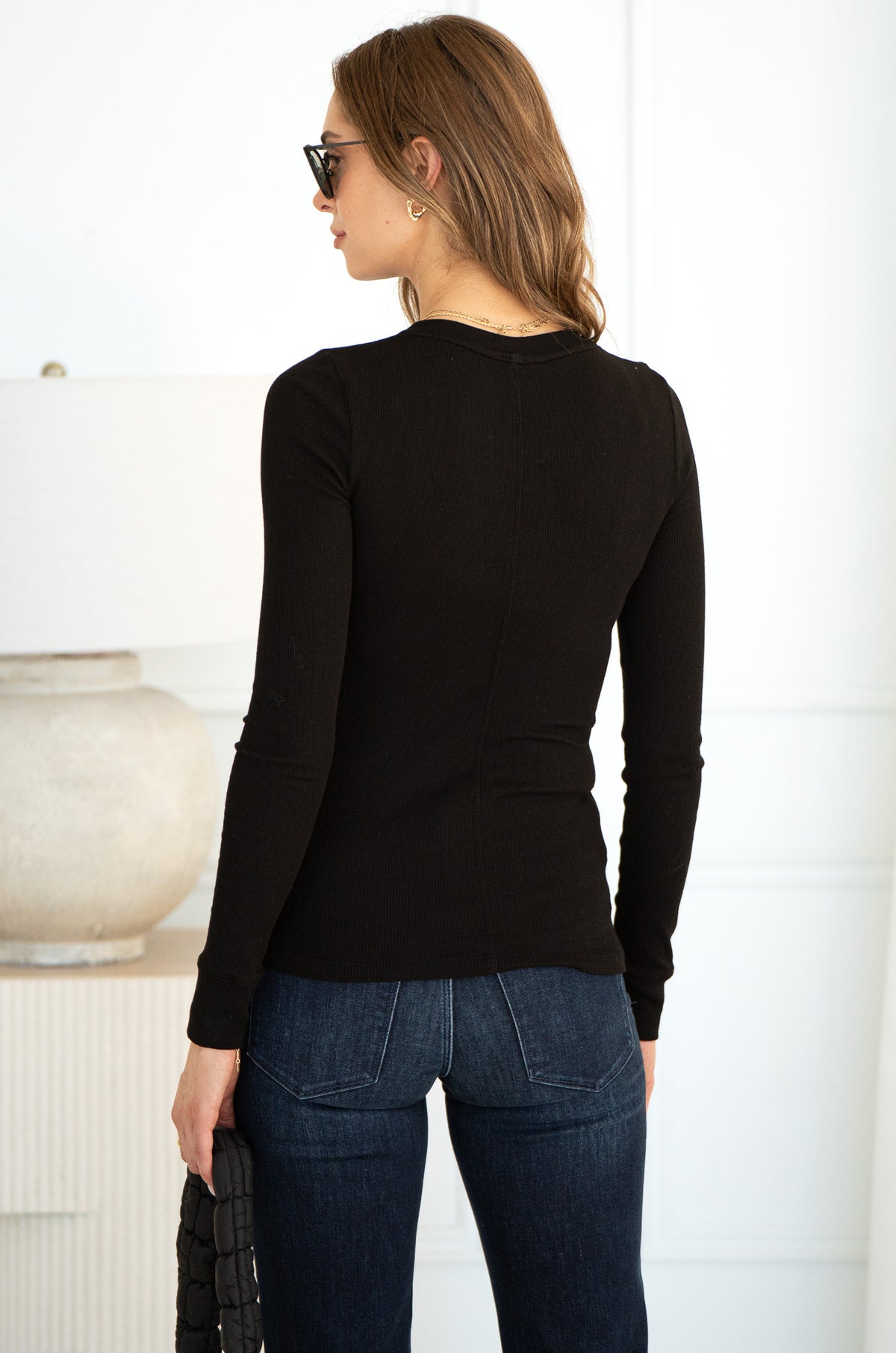 JADA COTTON MODAL L/S TEE-BK