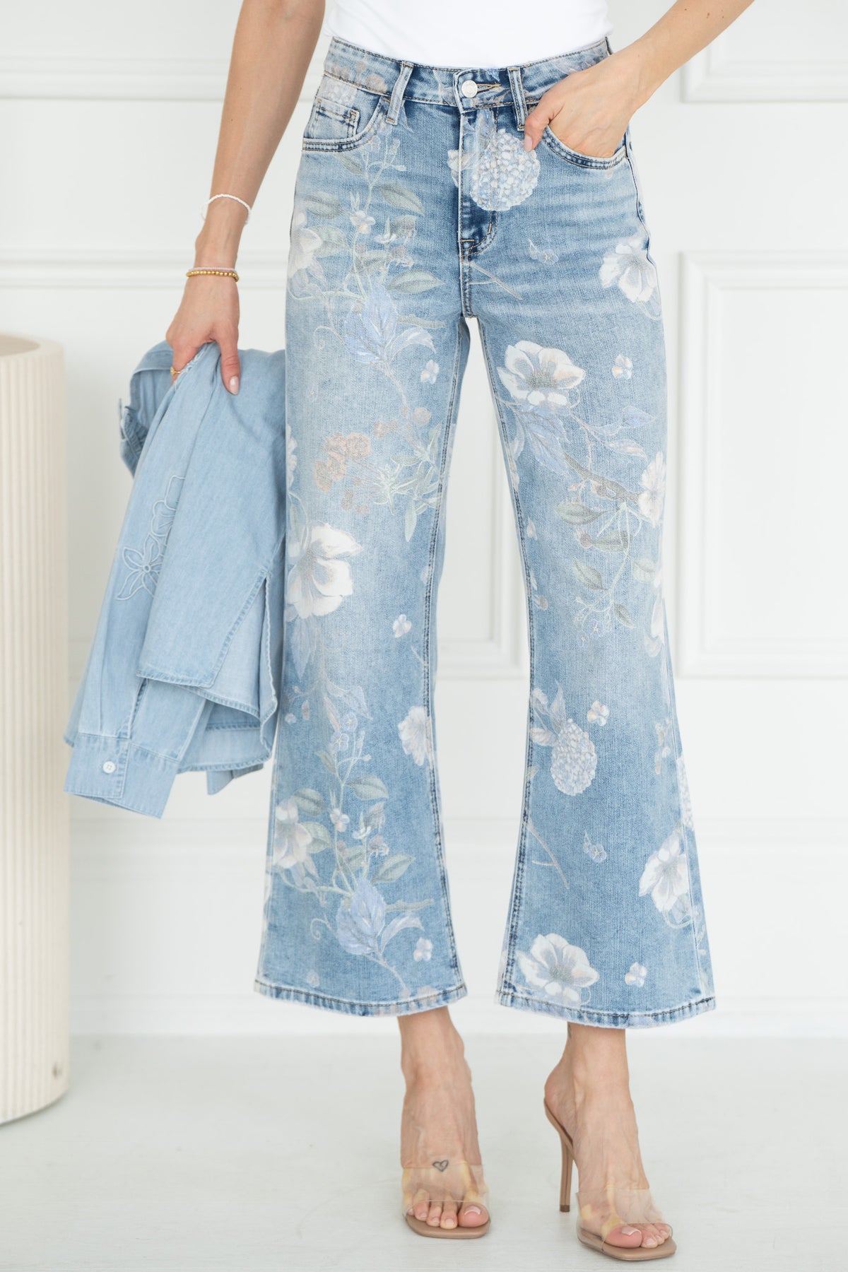 CHERYL WIDE LEG FLORAL JEANS