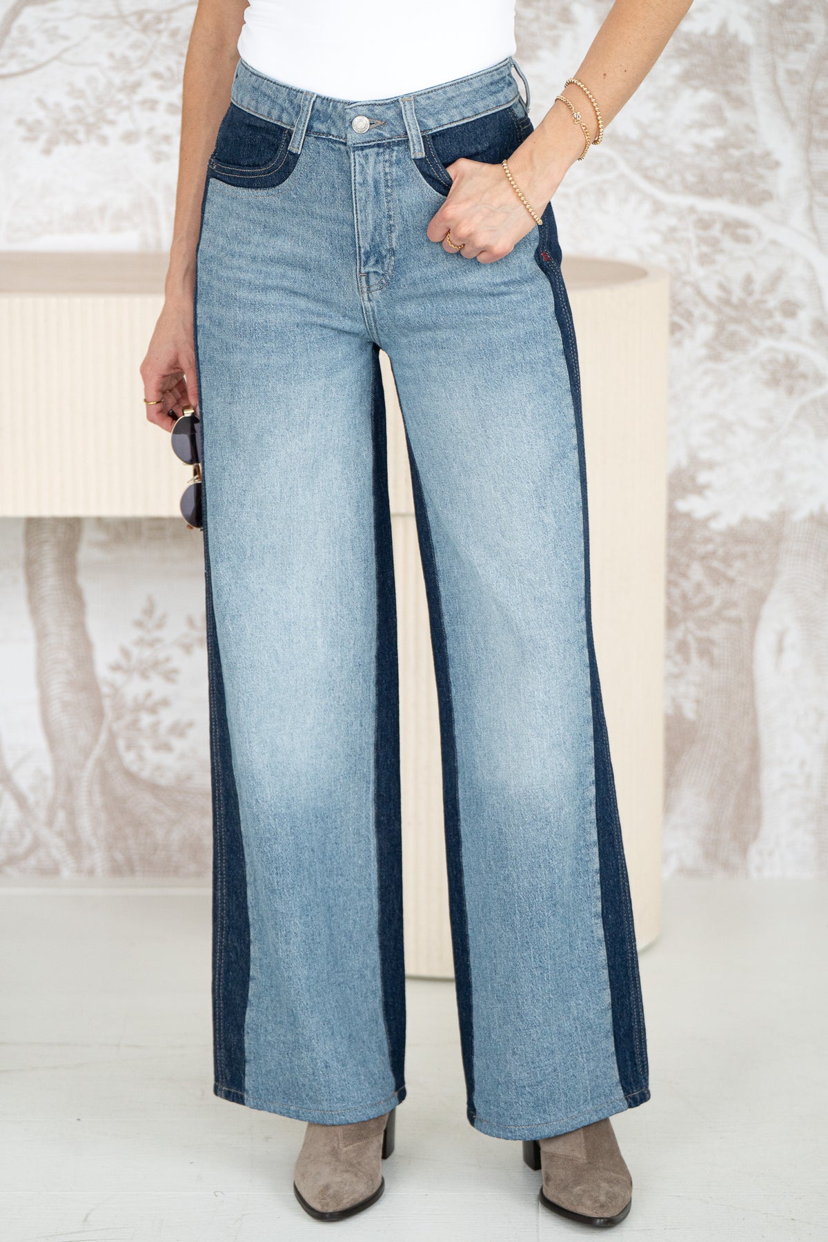 ALL MIXED UP WIDE LEG JEANS