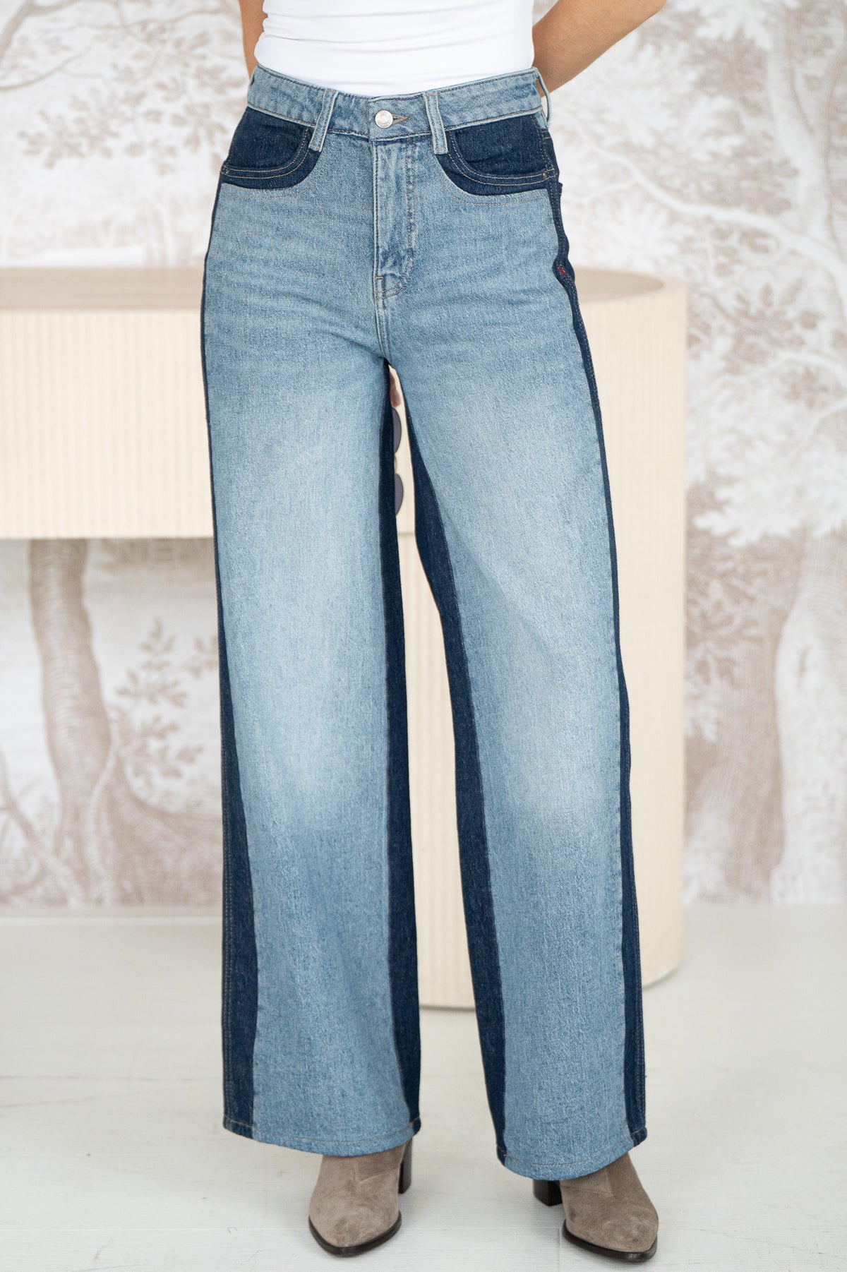 ALL MIXED UP WIDE LEG JEANS