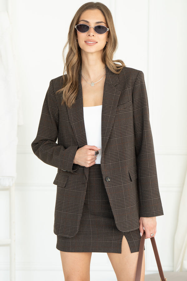 BACKUP PLAN PLAID BLAZER