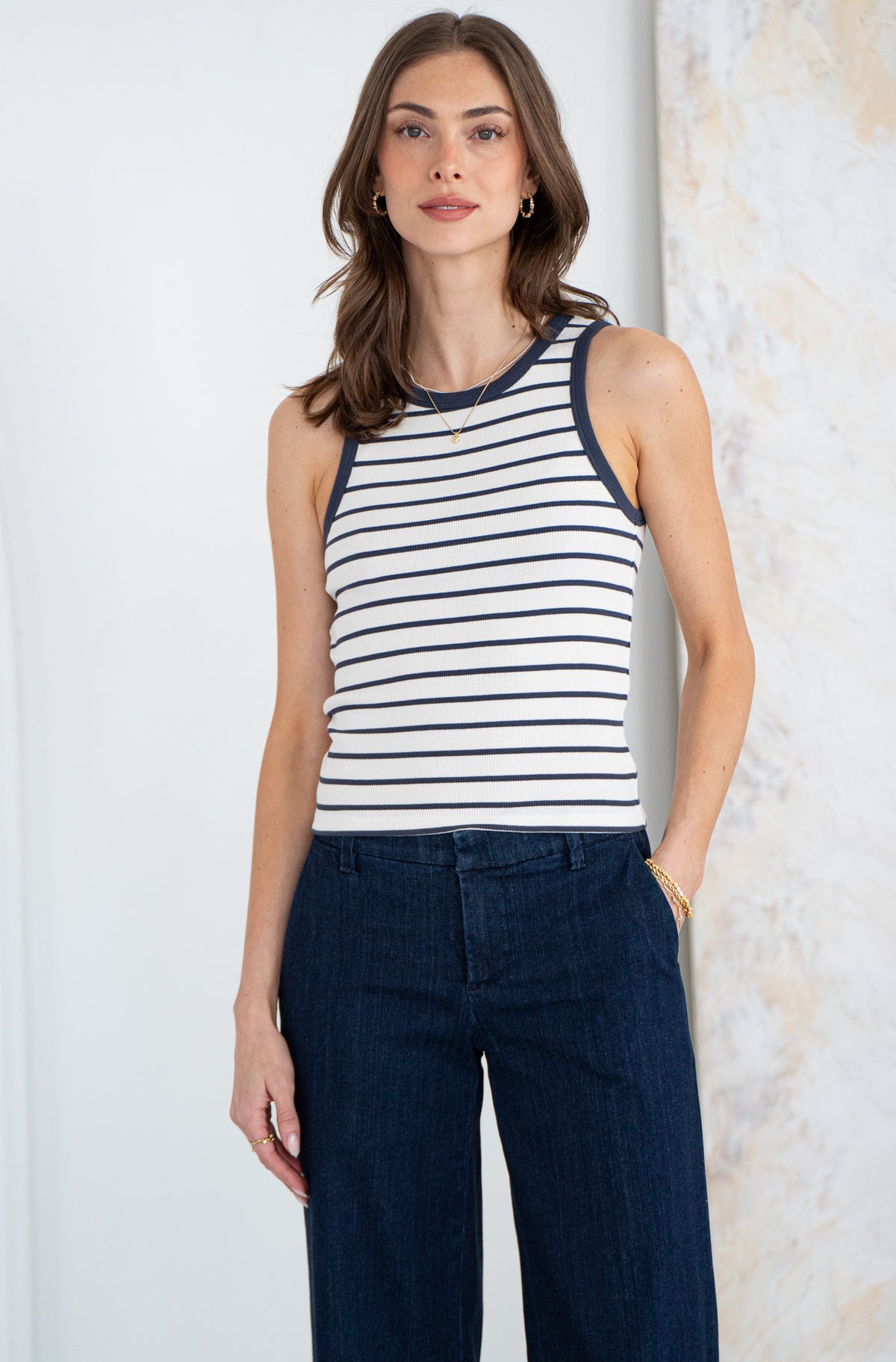 HADLEY STRIPE RIBBED TANK-SN