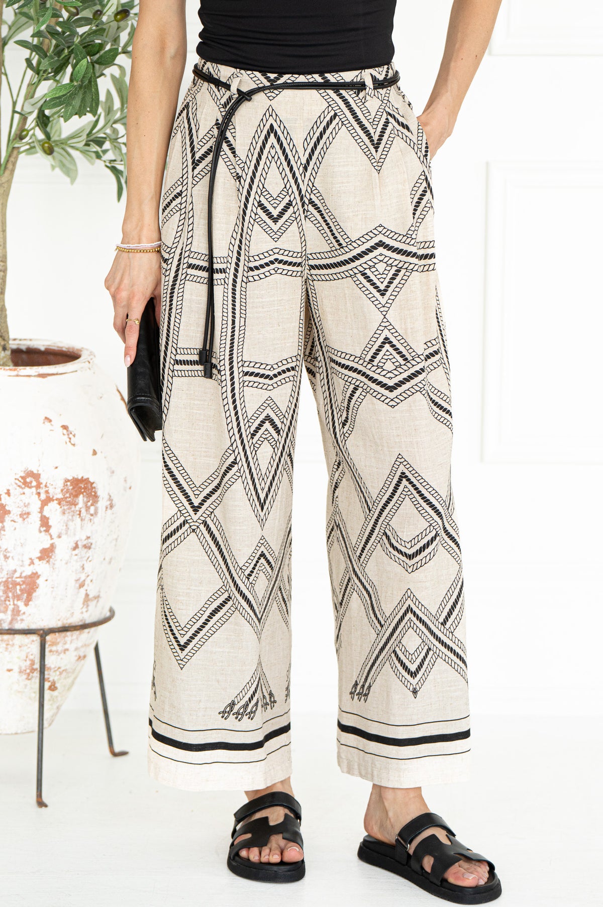 NAGEL PRINTED PANTS WITH BELT