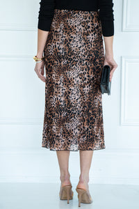 VEYDA MESH LEOPARD MIDI SKIRT