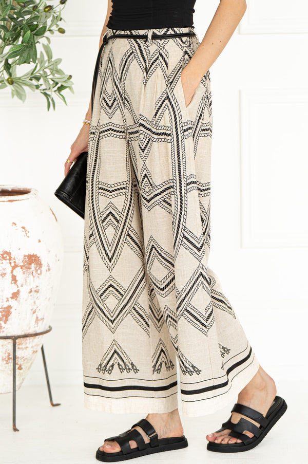 NAGEL PRINTED PANTS WITH BELT