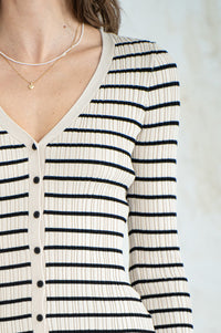 JORDANA STRIPE BUTTON UP SWEATER