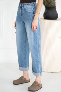 KATE CUFFED BARREL JEANS-BL