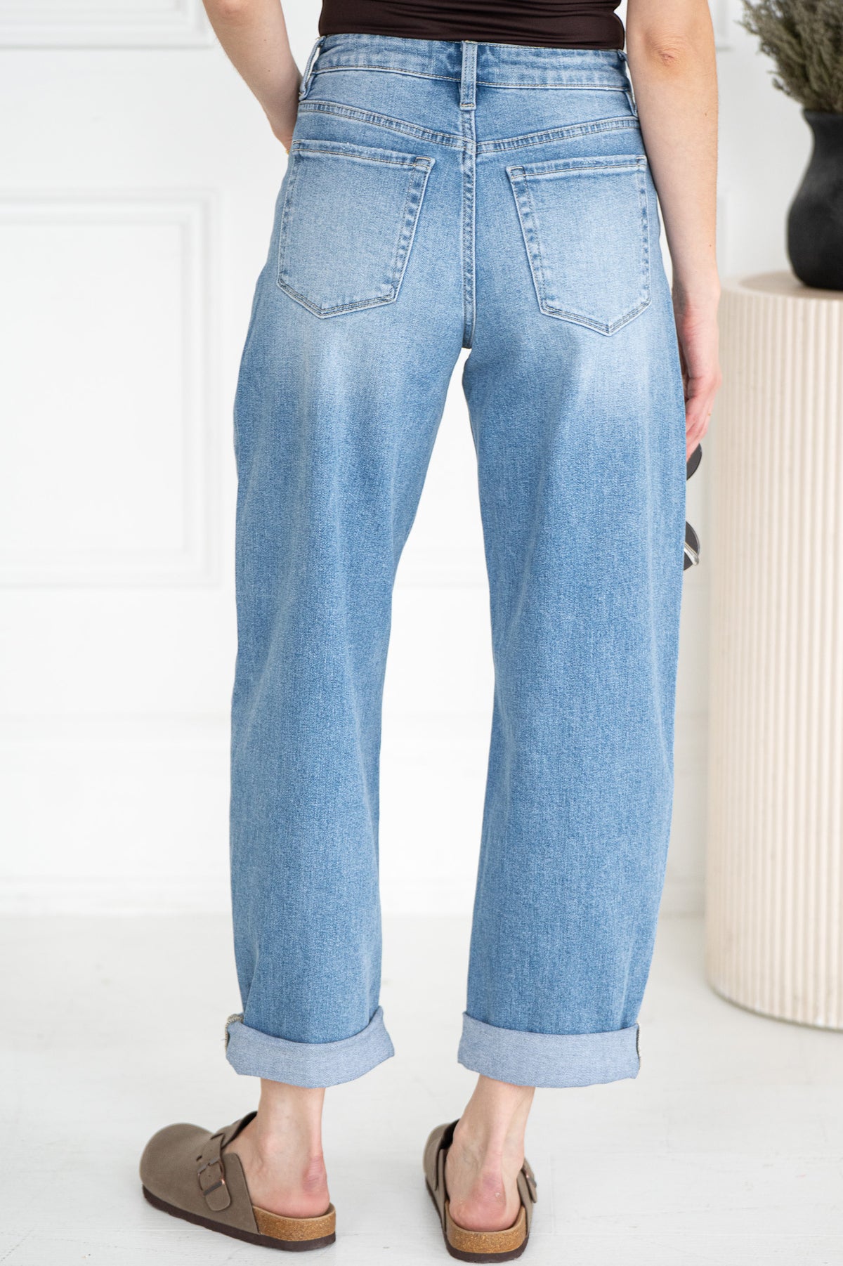 KATE CUFFED BARREL JEANS-BL