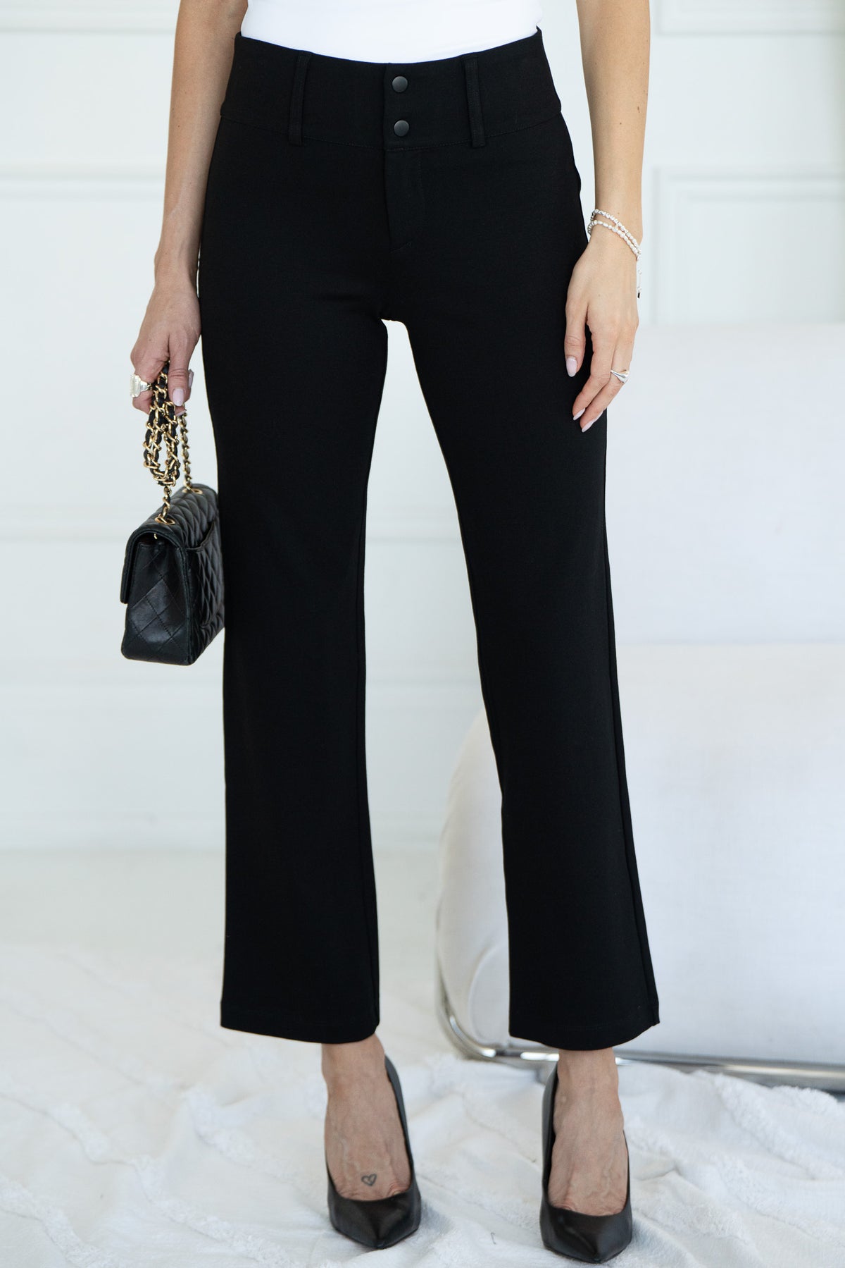 DOUBLE SNAP STRAIGHT PONTE TROUSER