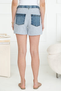 WRENNA FRENCH TERRY DENIM TRIM SHORTS