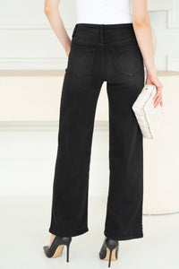 OLIVIA STUD WIDE LEG JEANS-BK