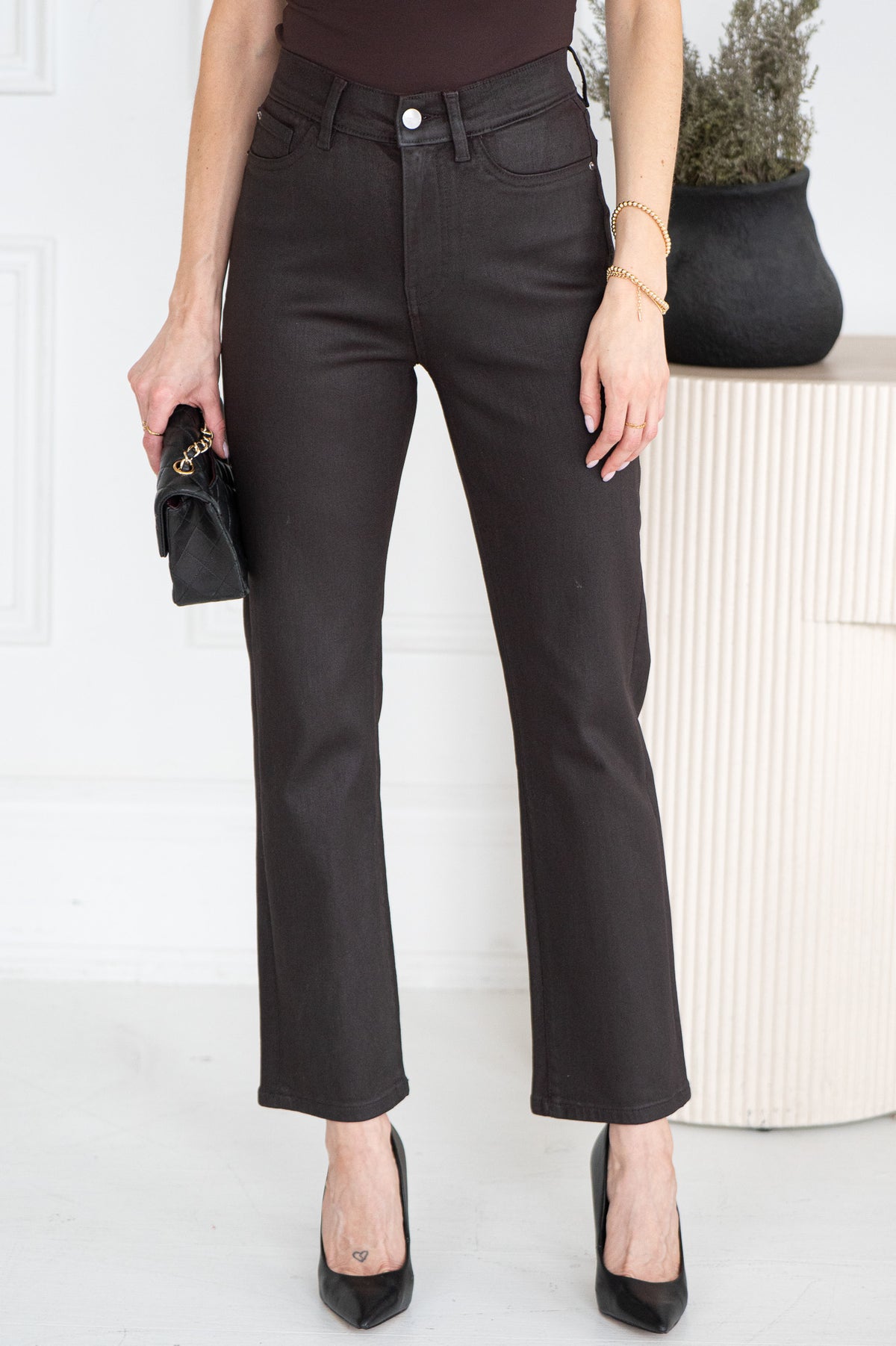 AMERICANO COATED STRAIGHT LEG JEANS-BR