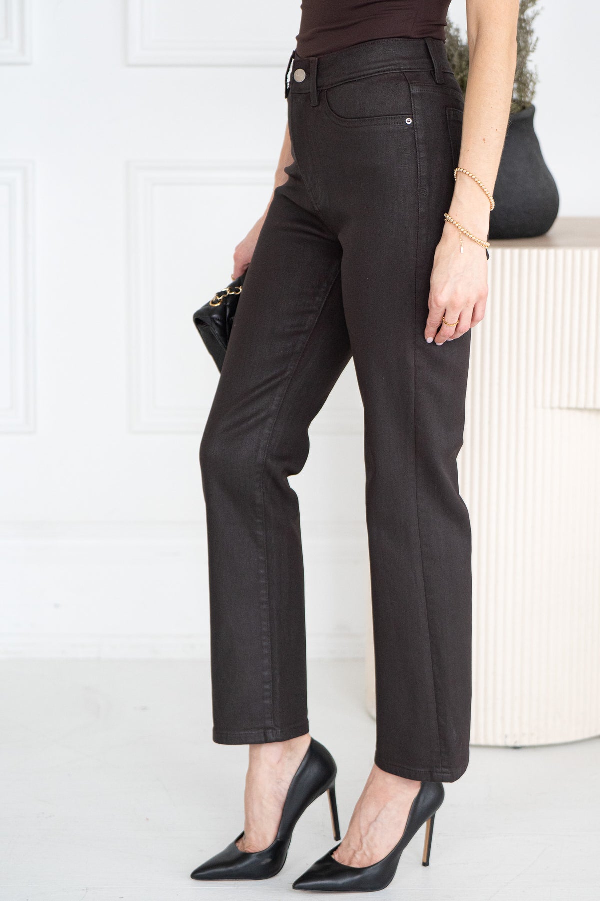 AMERICANO COATED STRAIGHT LEG JEANS-BR