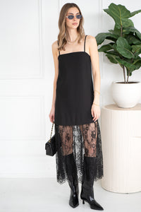 DIOR LACE TRIM MIDI DRESS