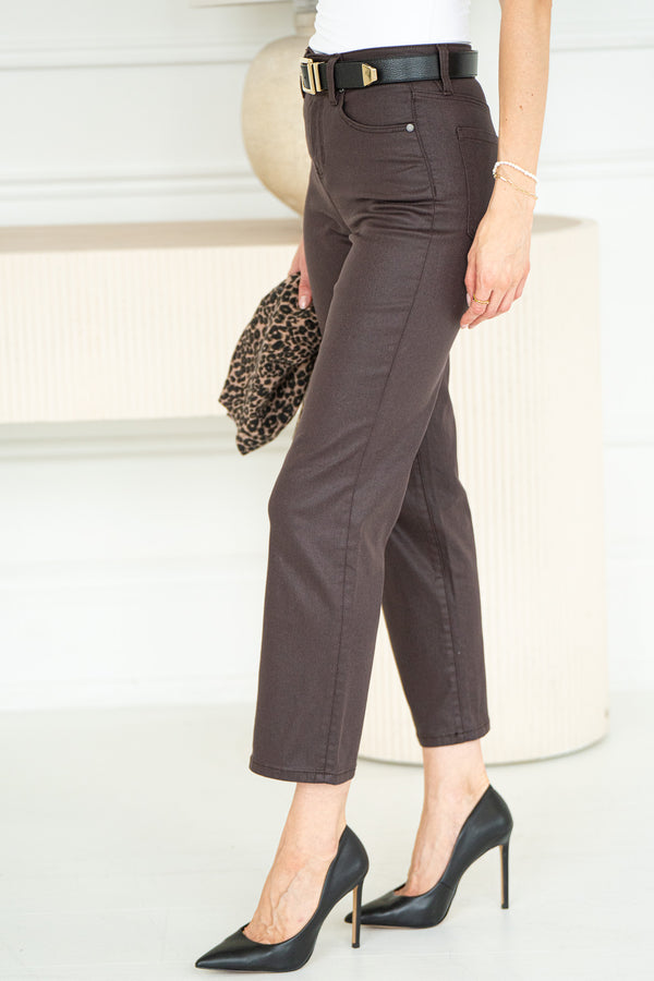 KENNEDY COATED STRAIGHT LEG JEANS-BR