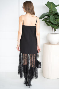 DIOR LACE TRIM MIDI DRESS