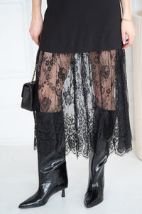 DIOR LACE TRIM MIDI DRESS