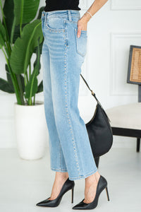 STUD SLIM WIDE LEG JEANS-LB