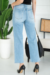 STUD SLIM WIDE LEG JEANS-LB