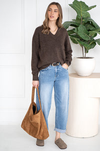 CHARLIE V NECK SWEATER-BR