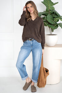 CHARLIE V NECK SWEATER-BR