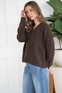 CHARLIE V NECK SWEATER-BR