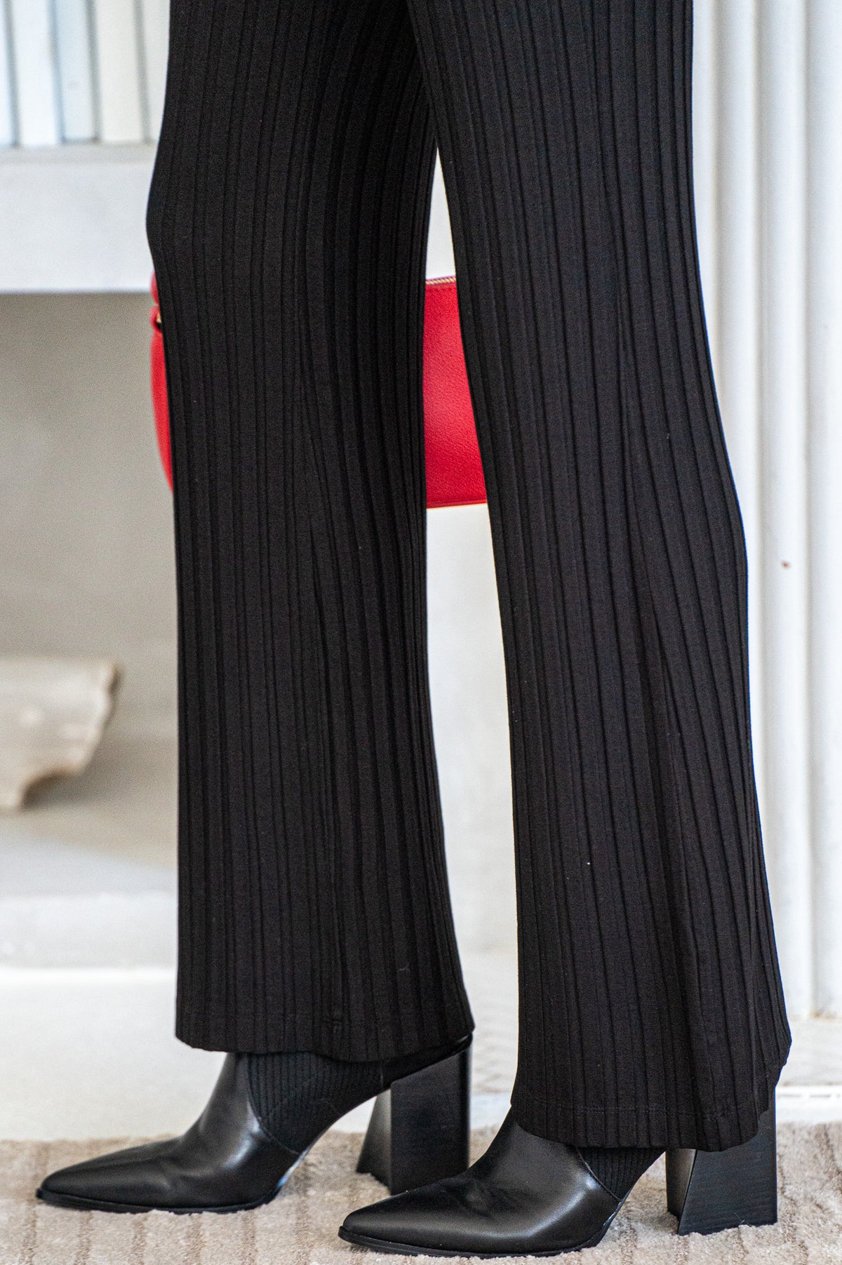 TEDDI WIDE RIB PANTS-BK