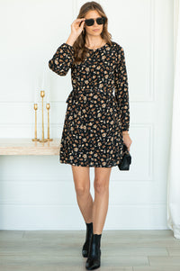 WARNER LONG SLEEVE PRINTED DRESS