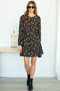 WARNER LONG SLEEVE PRINTED DRESS