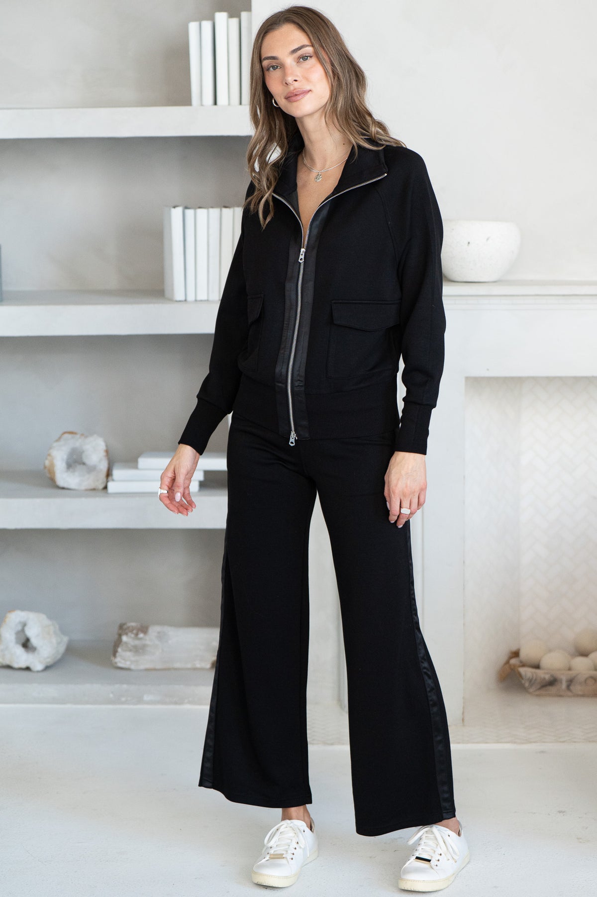 TAYLOR LUX SATIN STRIPE ZIP UP
