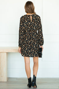 WARNER LONG SLEEVE PRINTED DRESS