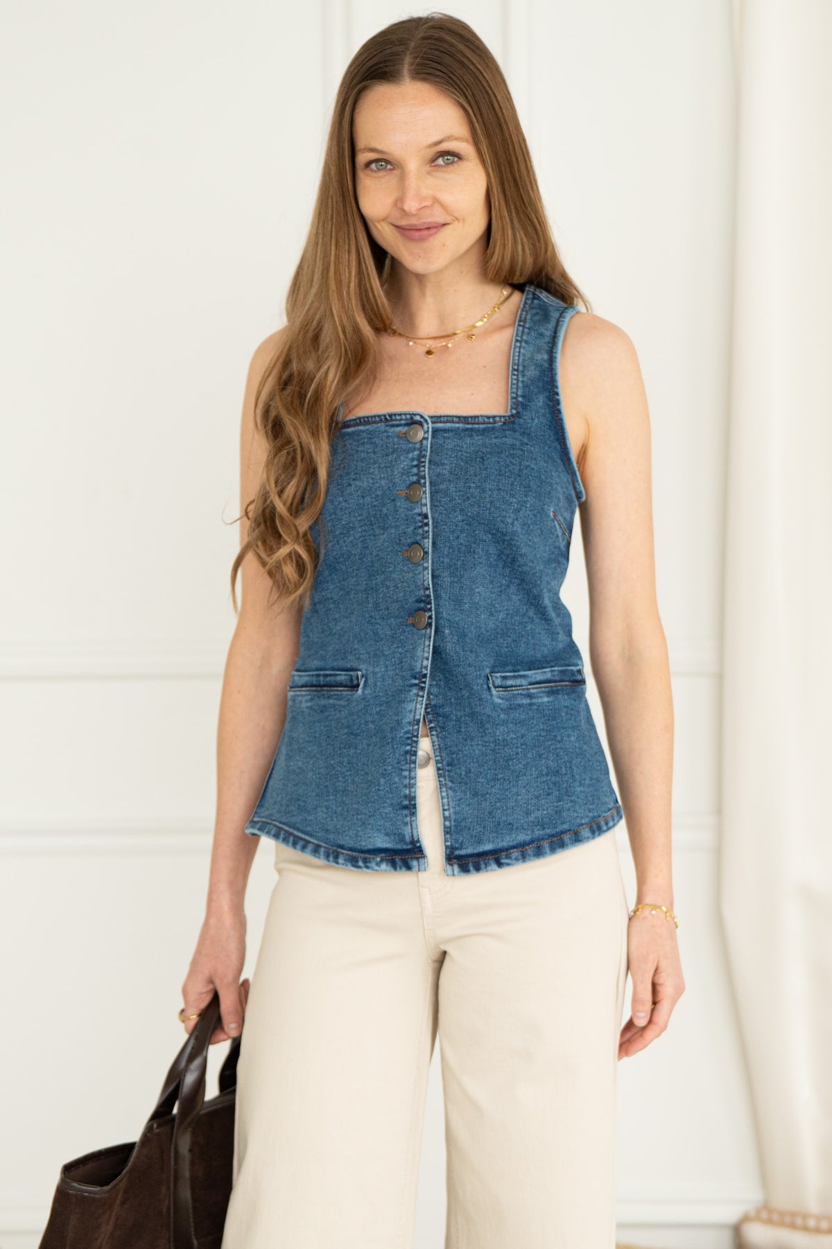 UPTOWN STRETCH DENIM VEST