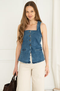 UPTOWN STRETCH DENIM VEST
