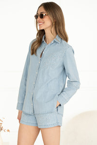 JOY EMBROIDERED LIGHTWEIGHT DENIM SHIRT