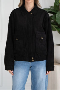 JOVEY FAUX SUEDE BOMBER-BK