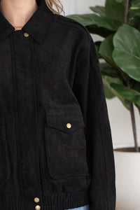 JOVEY FAUX SUEDE BOMBER-BK