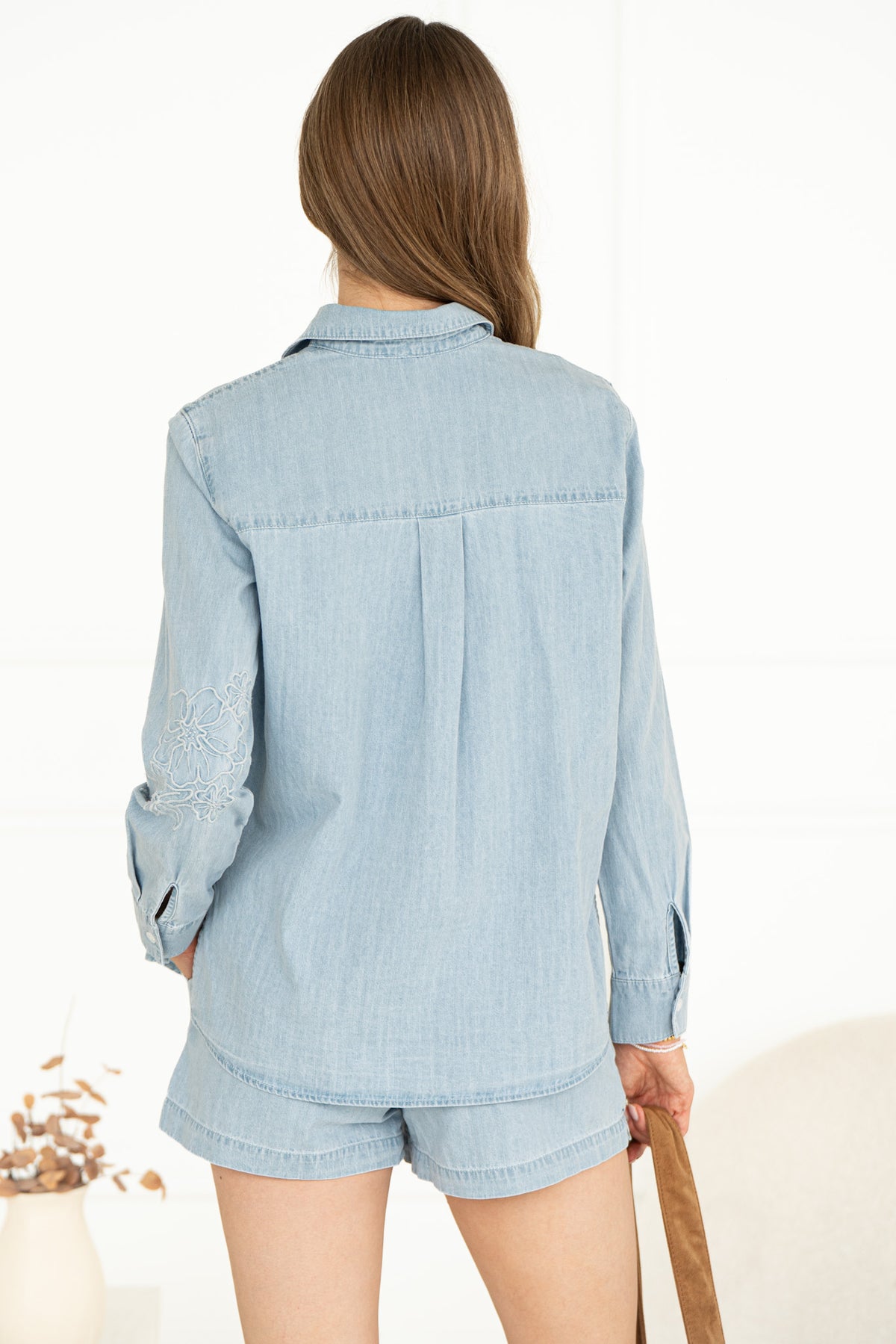 JOY EMBROIDERED LIGHTWEIGHT DENIM SHIRT
