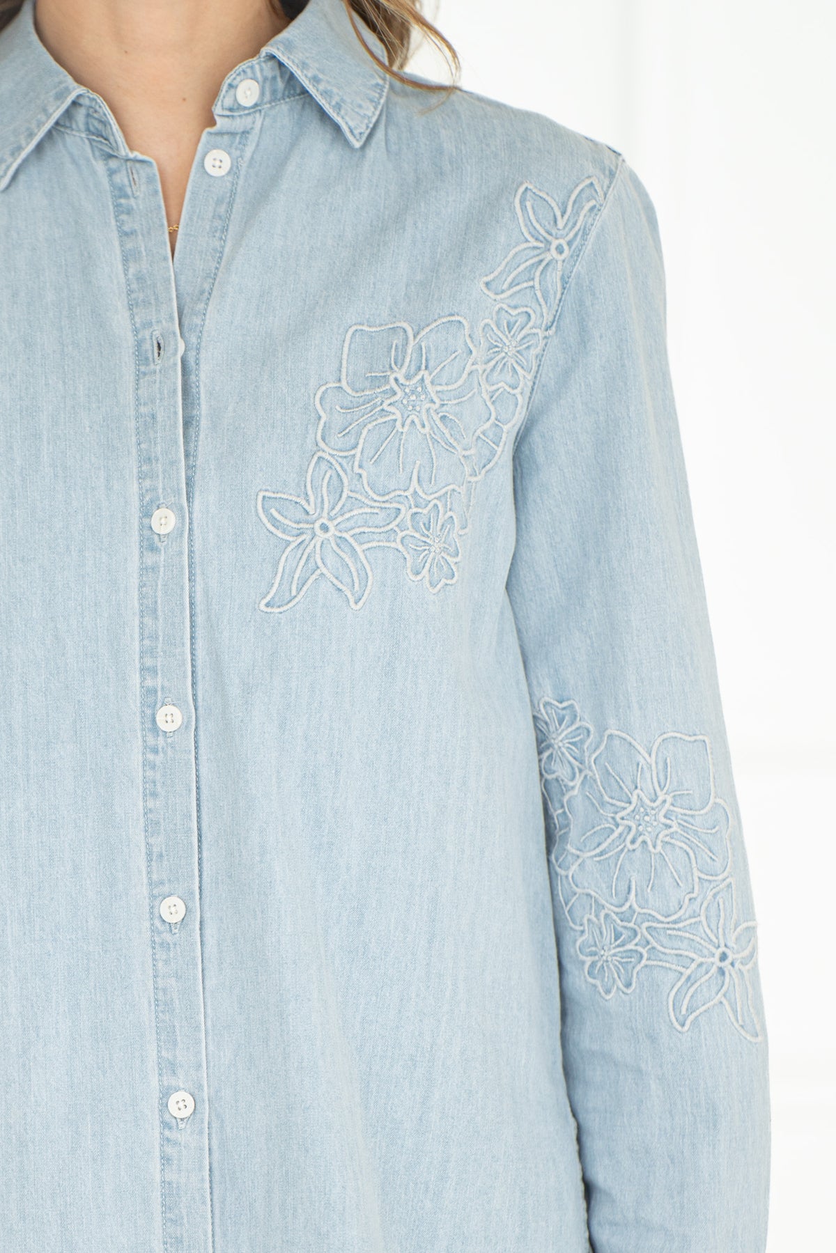 JOY EMBROIDERED LIGHTWEIGHT DENIM SHIRT