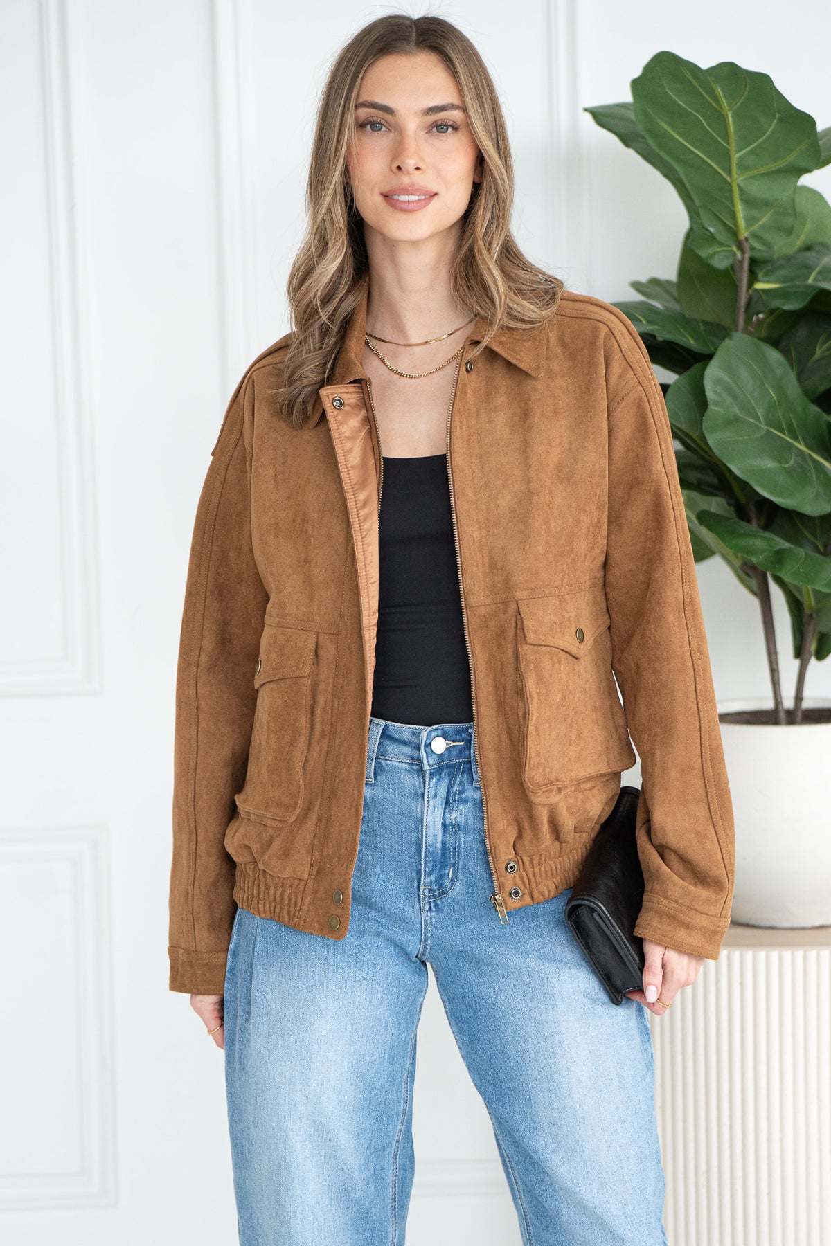 JOVEY FAUX SUEDE BOMBER-CA