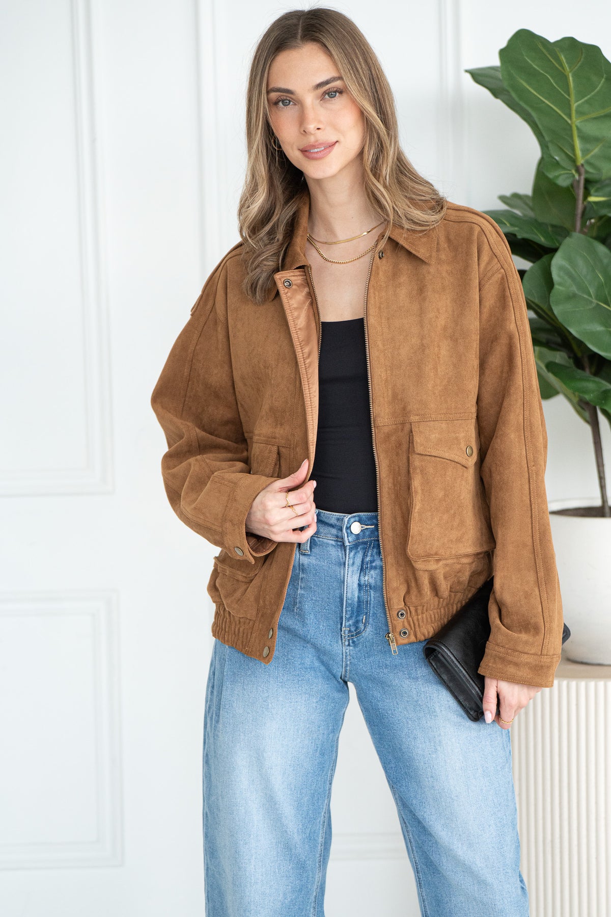 JOVEY FAUX SUEDE BOMBER-CA
