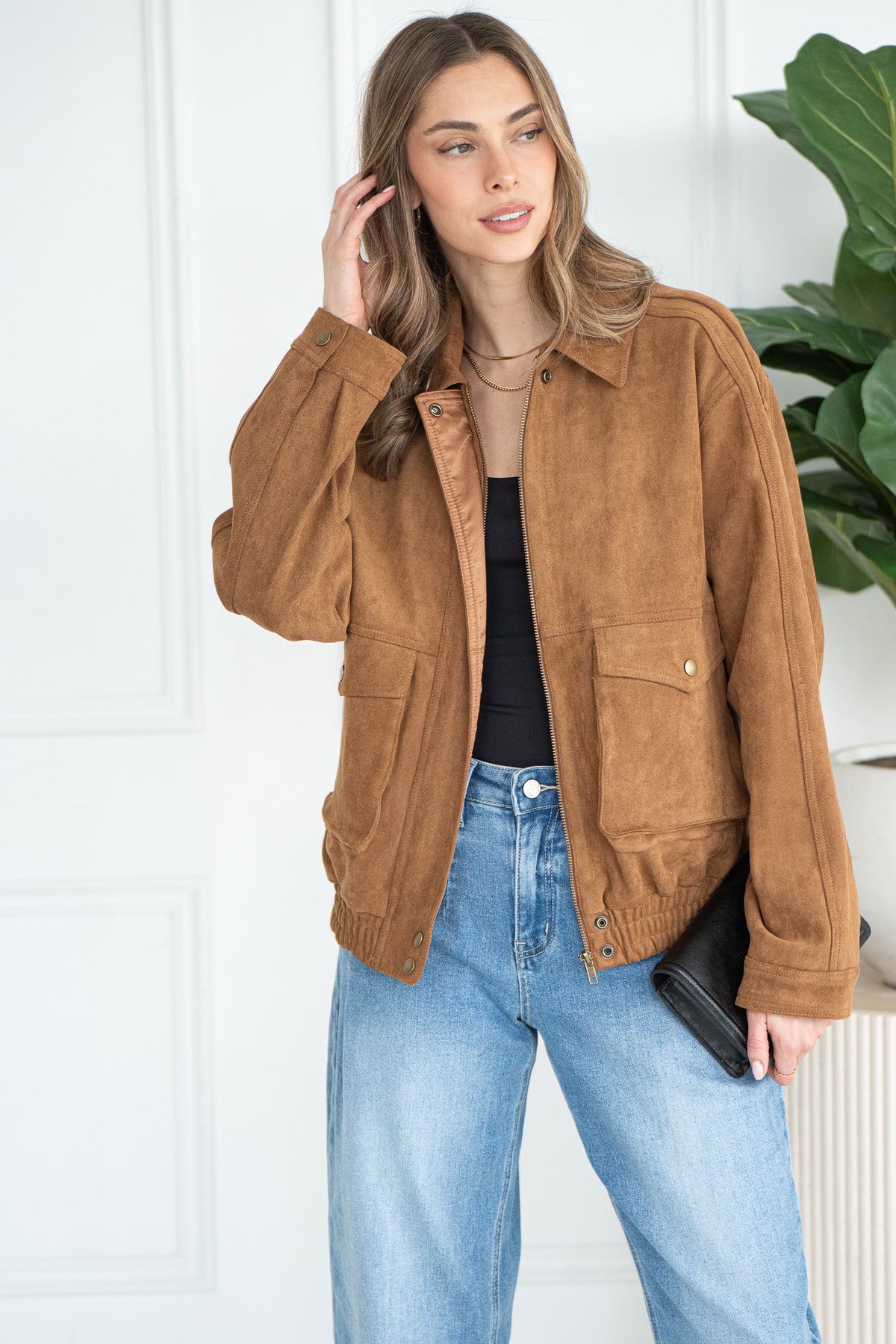 JOVEY FAUX SUEDE BOMBER-CA