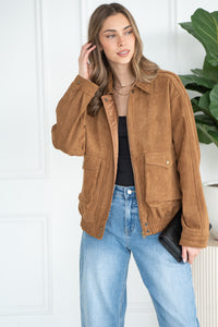 JOVEY FAUX SUEDE BOMBER-CA