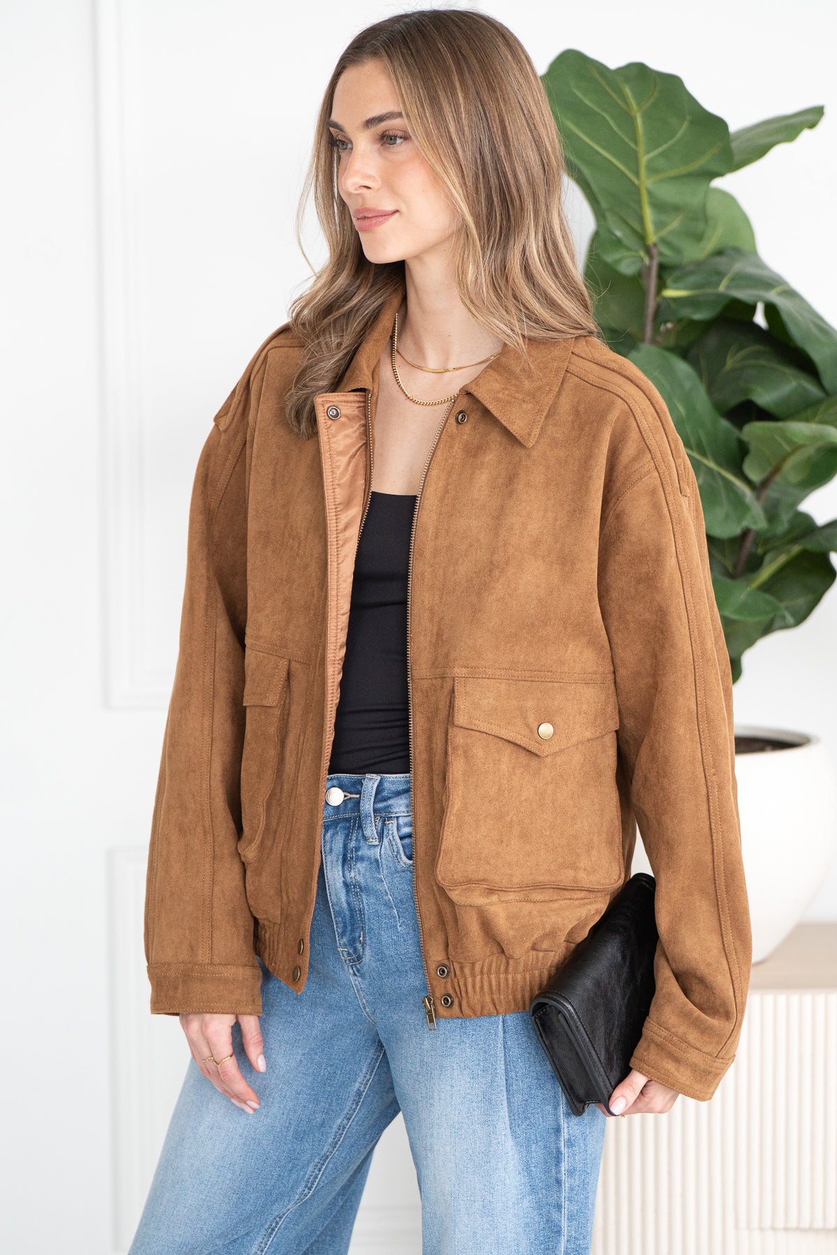 JOVEY FAUX SUEDE BOMBER-CA