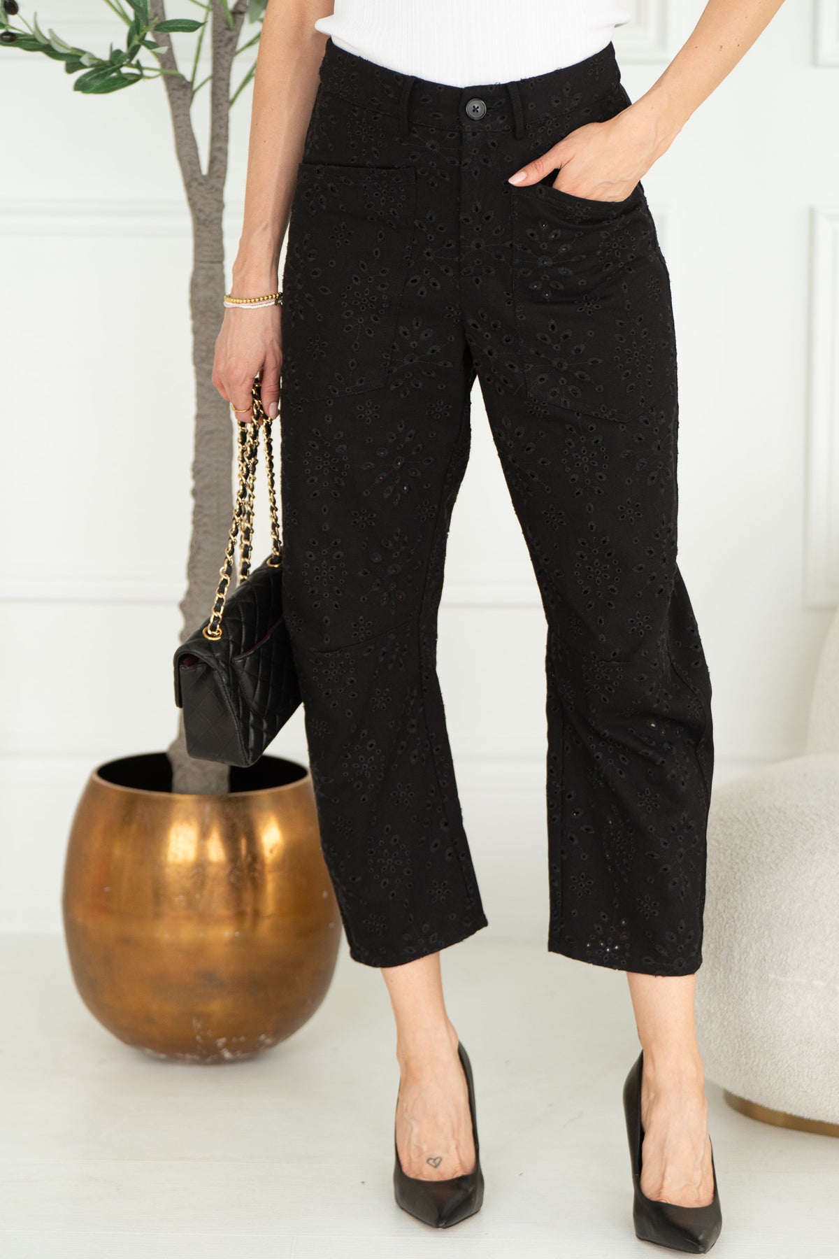 DUNDAS EYELET BARREL PANTS