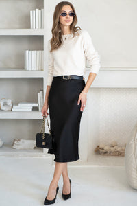 FALL TO PIECES SATIN SKIRT-BK