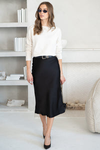 FALL TO PIECES SATIN SKIRT-BK