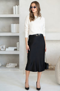 FALL TO PIECES SATIN SKIRT-BK