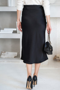 FALL TO PIECES SATIN SKIRT-BK