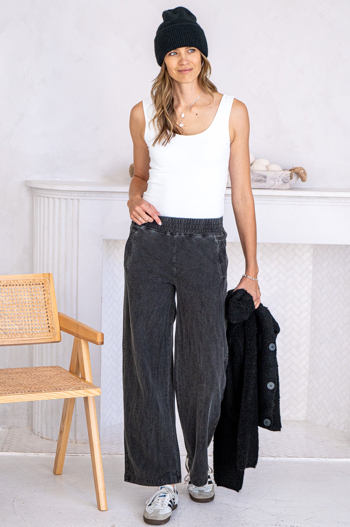 AMBER COTTON WIDE LEG PANTS