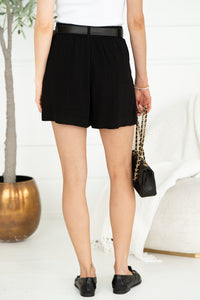 AROUND TOWN LINEN SHORTS-BK